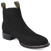 Los Altos Men's Round Toe Suede Leather Short Boots - Black 50B6305